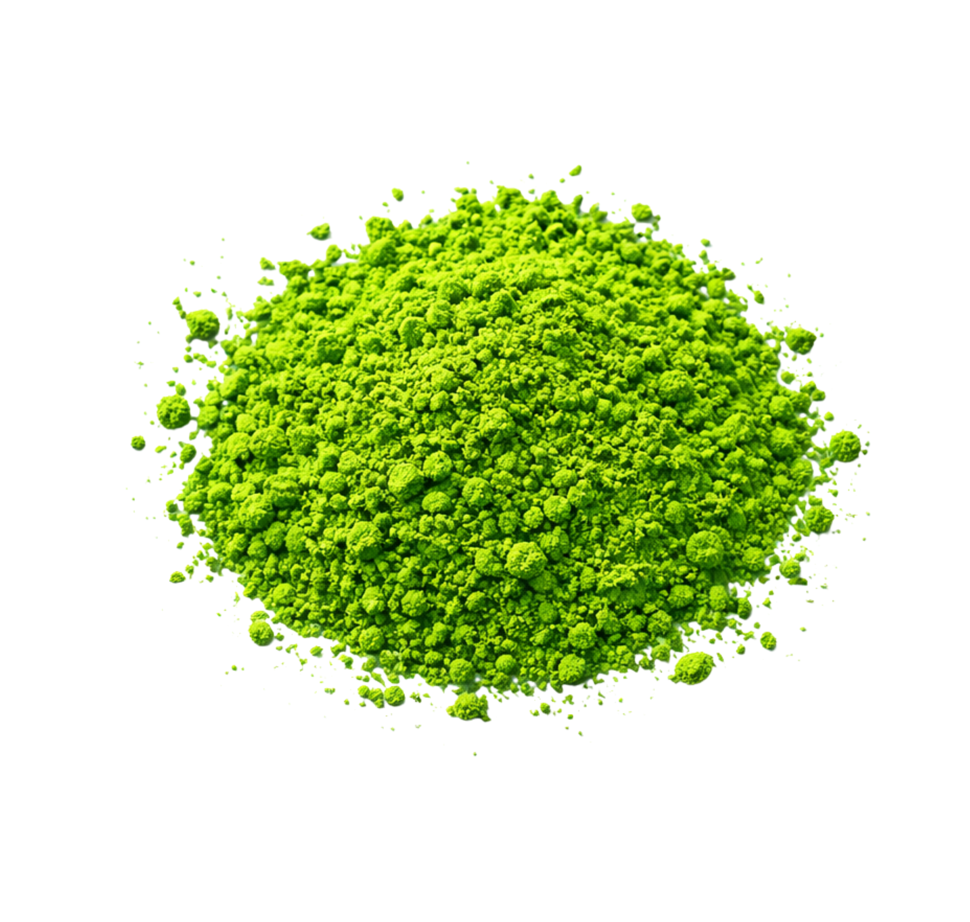 Nahaufnahme von fein gemahlenem Matcha-Pulver mit strukturierter Oberfläche.